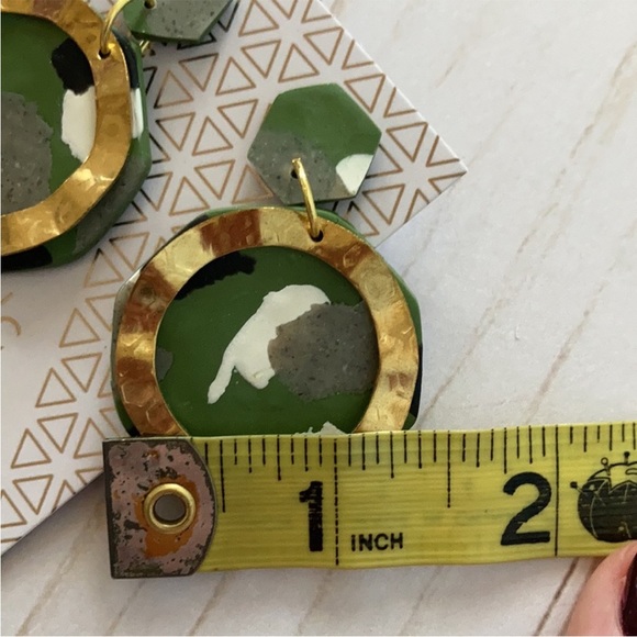 Camo Print & Hammered Gold Dangle Earrings - Picture 7 of 7